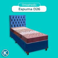 Conjunto Cama Box Azul Solteiro + Colchão D26 Ortophedic Sankonfort + Cabeceira