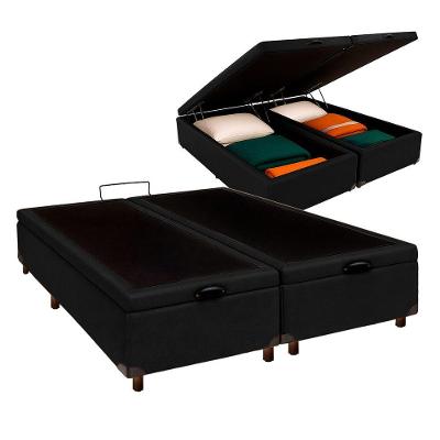 Cama Box Bau Casal Blindado Nature Preto 138x188