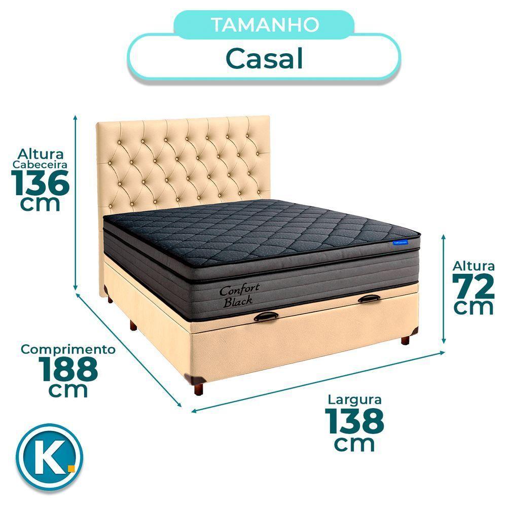 Baú Begetiza + Cabeceira+colchão Casal Confort Black Ortobom - 3