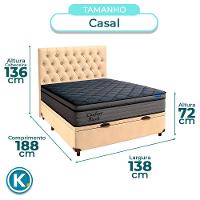 Baú Begetiza + Cabeceira+colchão Casal Confort Black Ortobom - 3