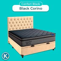 Baú Begetiza + Cabeceira+colchão Casal Confort Black Ortobom