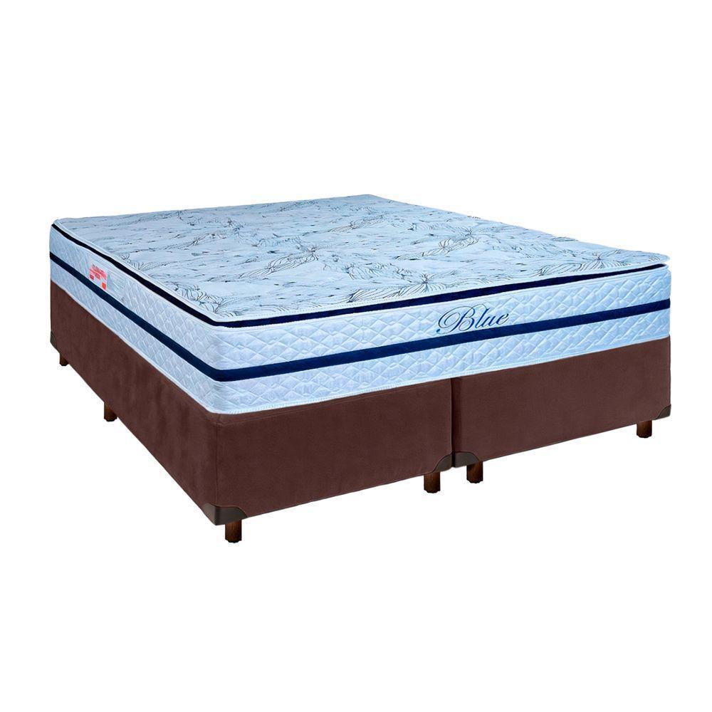 Conjunto Cama Box Marrom Queen + Colchão Molas Ensacadas Blue Paropas - 1