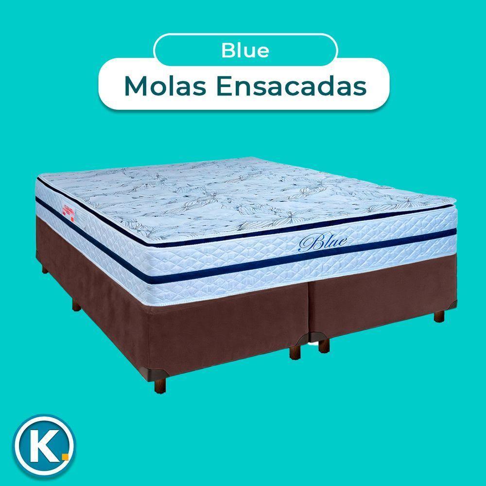 Conjunto Cama Box Marrom Queen + Colchão Molas Ensacadas Blue Paropas - 4