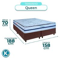 Conjunto Cama Box Marrom Queen + Colchão Molas Ensacadas Blue Paropas - 3