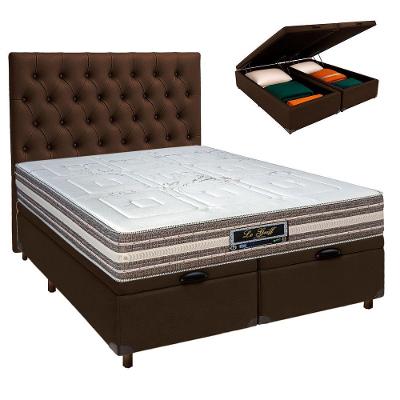 Conjunto Cama Box Bau Blindado Casal + Colchão Molas Ensacadas Legriff Sankonfort + Cabeceira