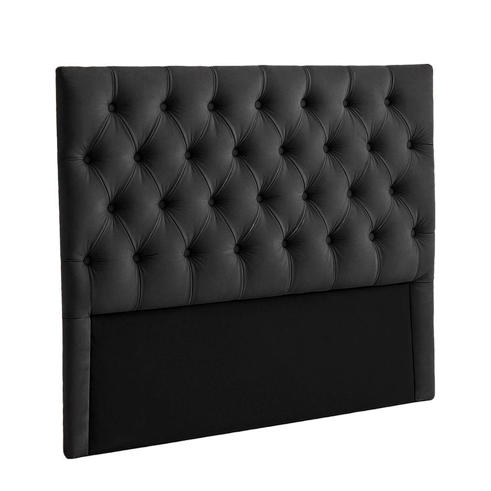 Cabeceira Estofada Casal Luna Nature Veludo Preto 138x136 - 1