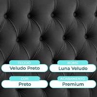 Cabeceira Estofada Casal Luna Nature Veludo Preto 138x136 - 2