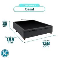 Cama Box Bau Casal Blindado Nature Cinza 138x188