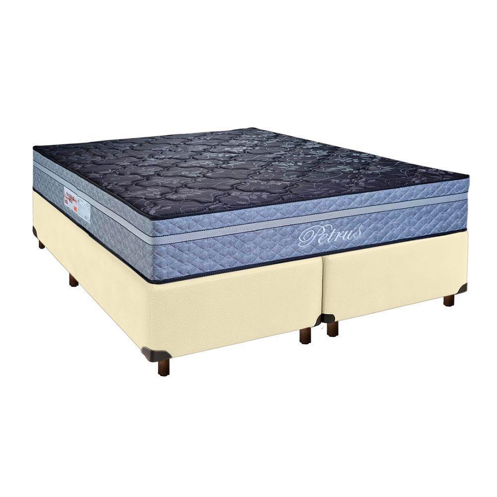 Conjunto Cama Box Bege Queen + Colchão Molas Ensacadas Petrus Paropas - 1