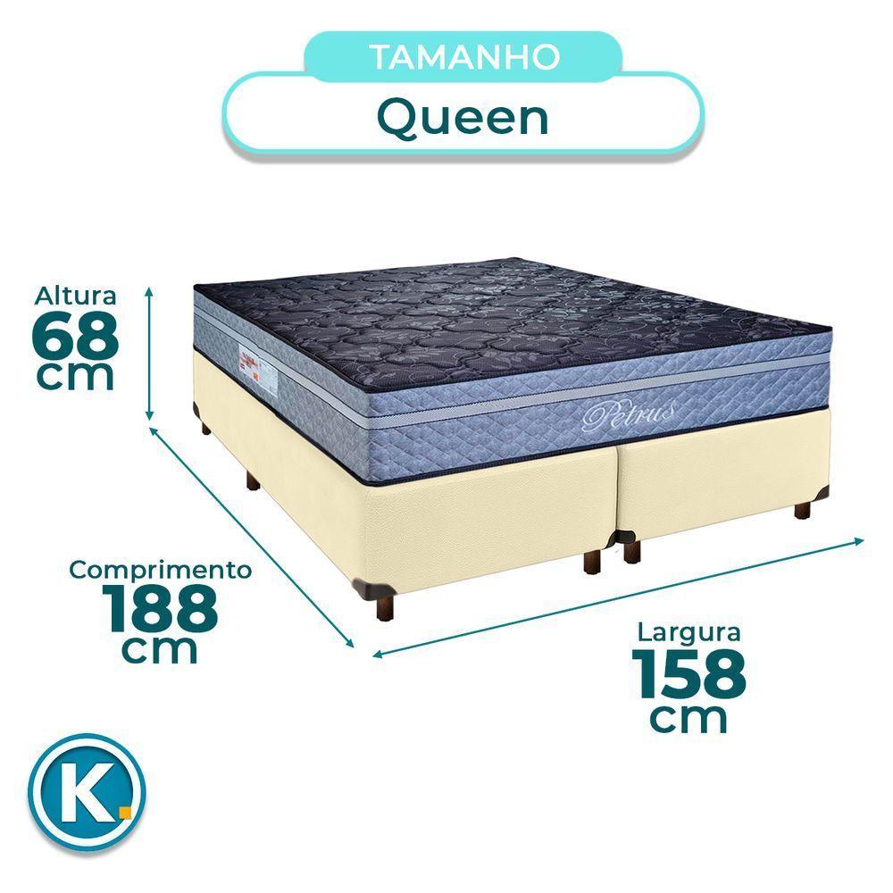 Conjunto Cama Box Bege Queen + Colchão Molas Ensacadas Petrus Paropas - 3