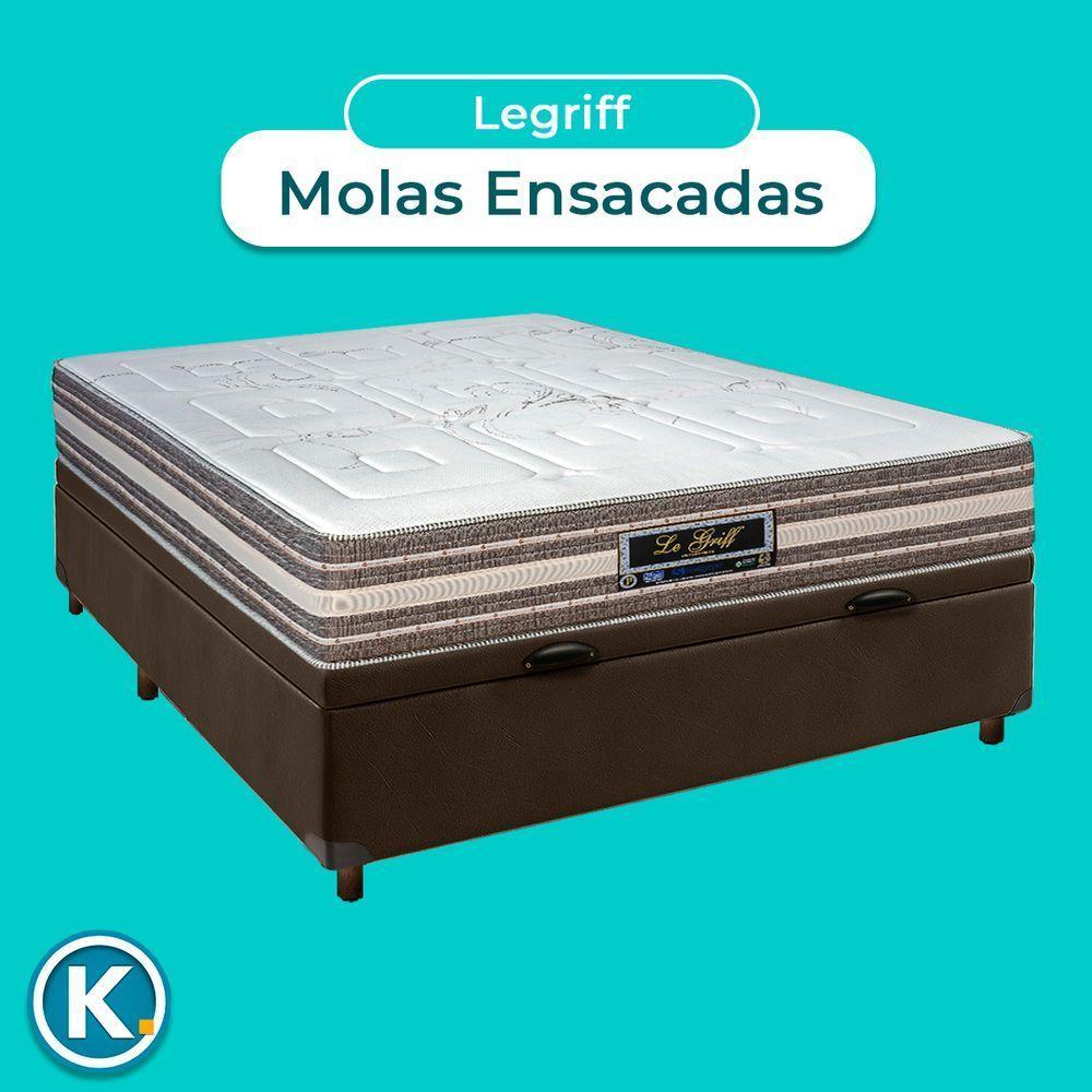 Conjunto Cama Box Bau Blindado Casal + Colchão Molas Ensacadas Legriff Sankonfort - 4