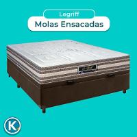 Conjunto Cama Box Bau Blindado Casal + Colchão Molas Ensacadas Legriff Sankonfort