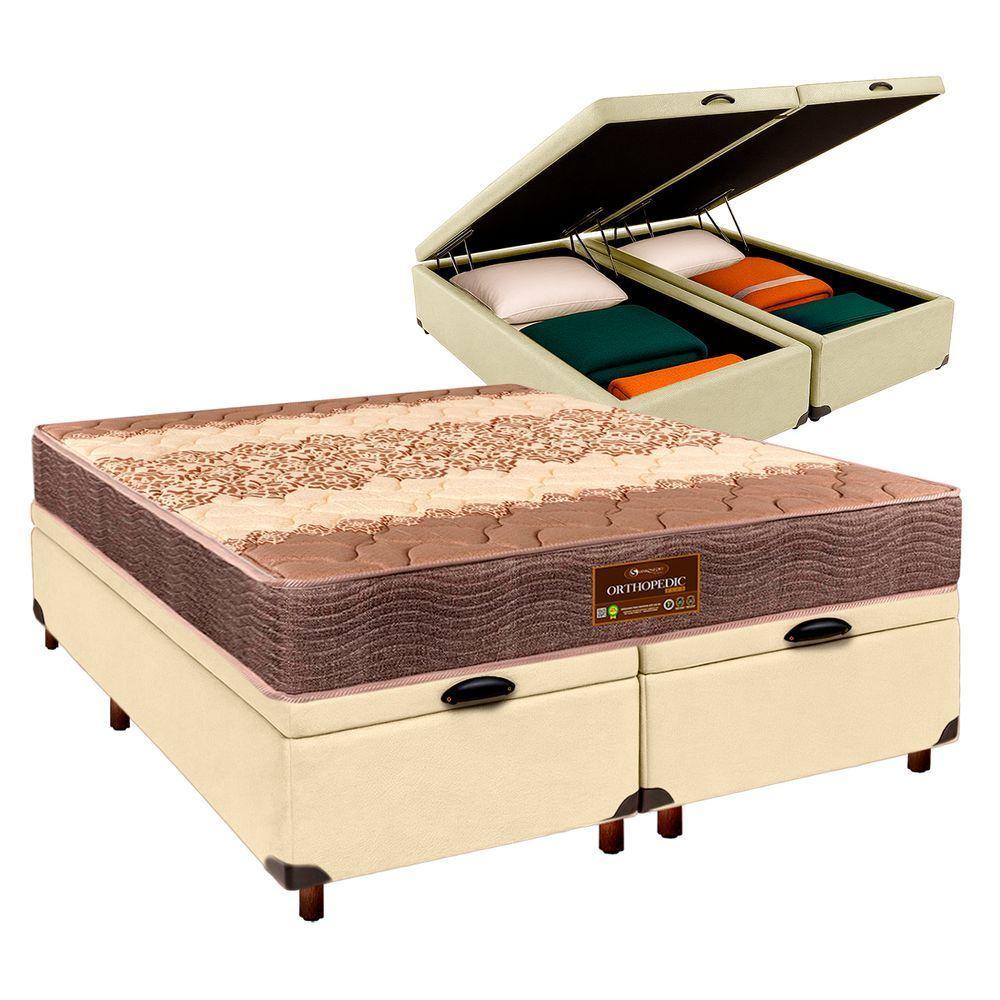 Conjunto Cama Box Bau Blindado Casal + Colchão D26 Ortophedic Sankonfort - 1