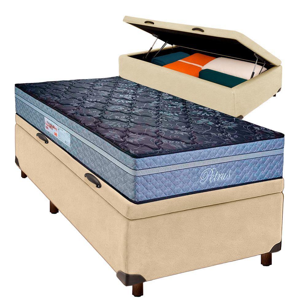 Conjunto Cama Box Bau Blindado Solteiro + Colchão Molas Ensacadas Petrus Paropas - 1
