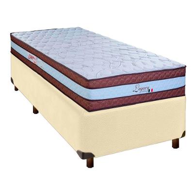 Cama + Box Bege E Colchão Molas Ensacadas Solteiro - Legaccy Paropas