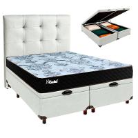 Conjunto Cama Box Bau Blindado Casal + Colchão Molas Ensacadas Life Gold Paropas + Cabeceira - 1