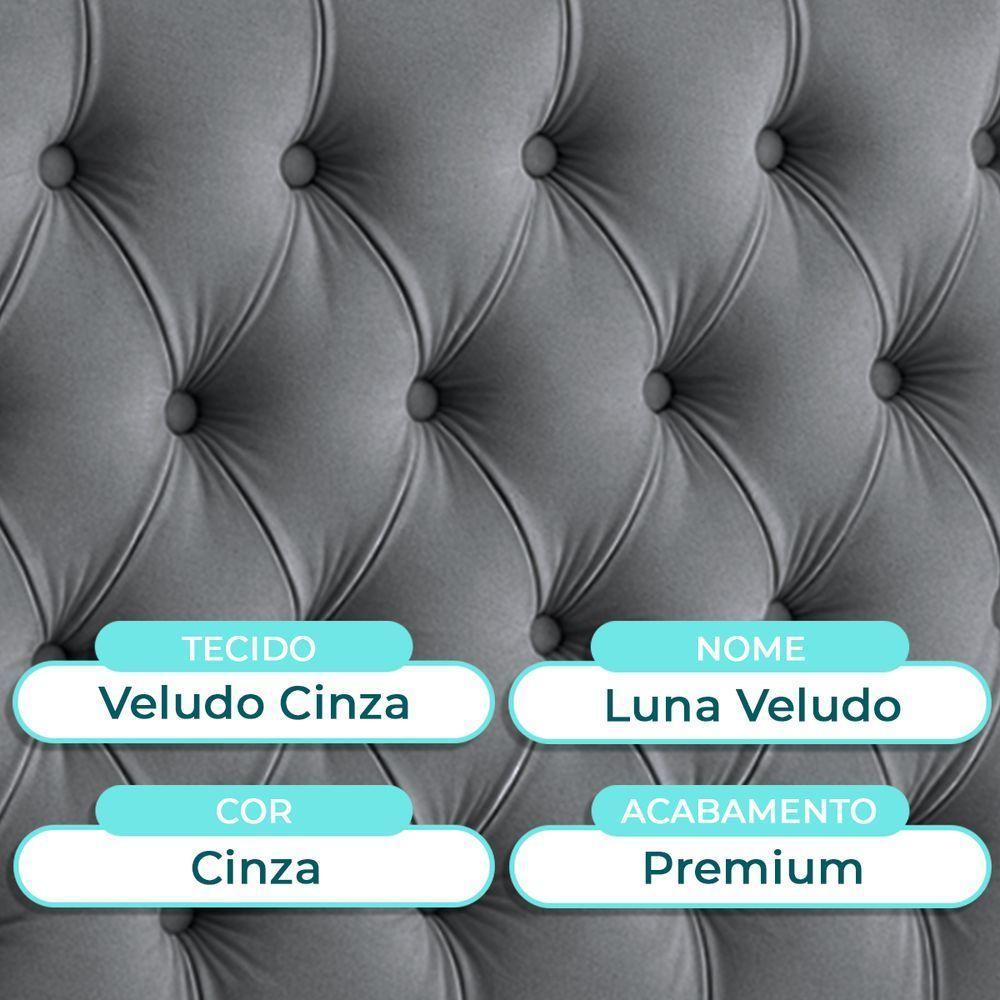 Cabeceira Estofada Casal Luna Nature Veludo Grafite 138x136 - 2