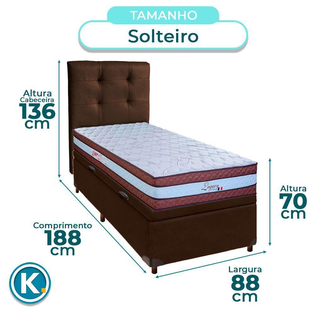 Cama Box Bau + Colchão Solteiro Molas Ensacadas Legaccy Paropas + Cabeceira Estofada - 3