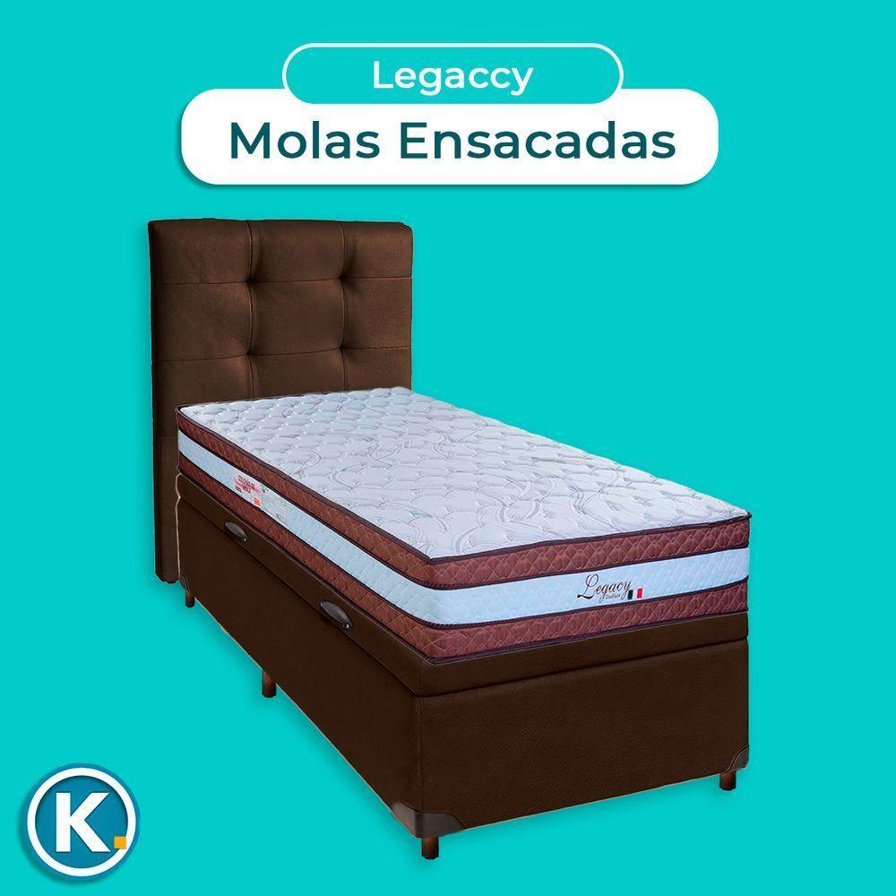 Cama Box Bau + Colchão Solteiro Molas Ensacadas Legaccy Paropas + Cabeceira Estofada - 4