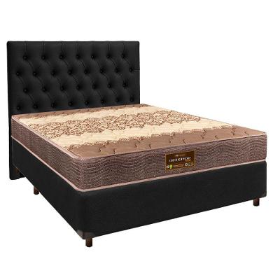 Conjunto Cama Box Preto Casal + Colchão D26 Ortophedic Sankonfort + Cabeceira