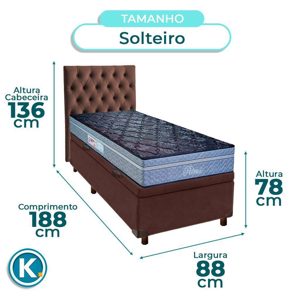 Kit Cama Box Bau + Cabeceira + Colchão Solteiro Molas Ensacadas - Petrus - Paropas - 3