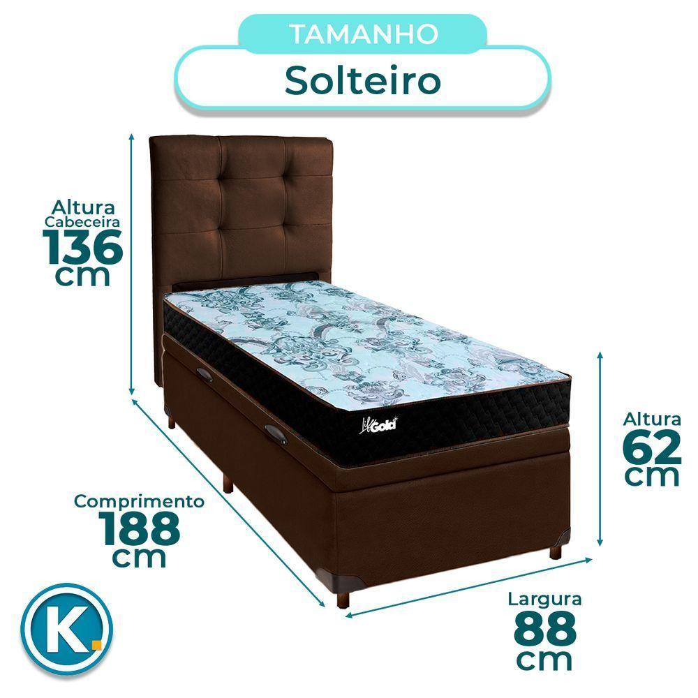 Kit Cama Box Bau + Cabeceira + Colchão Solteiro Molas Ensacadas - Life Gold - Paropas - 3