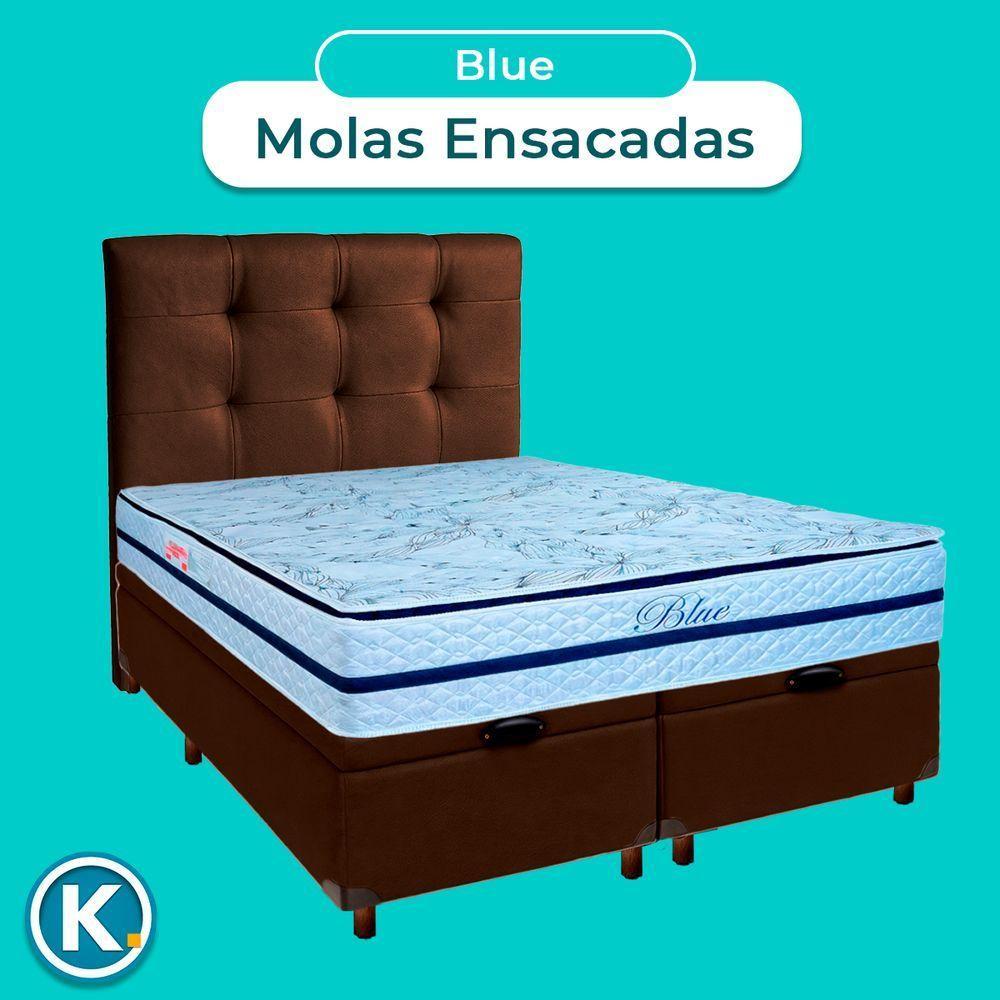 Kit Cabeceira + Cama Box Bau + Colchão Queen Molas Ensacadas Blue Paropas - 4