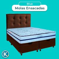 Kit Cabeceira + Cama Box Bau + Colchão Queen Molas Ensacadas Blue Paropas