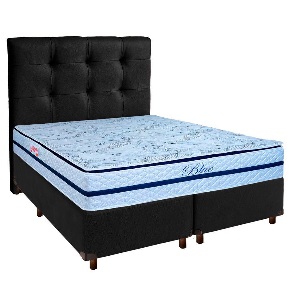 Cama Box + Colchão Queen Molas Ensacadas Blue Paropas + Cabeceira Estofada - 1