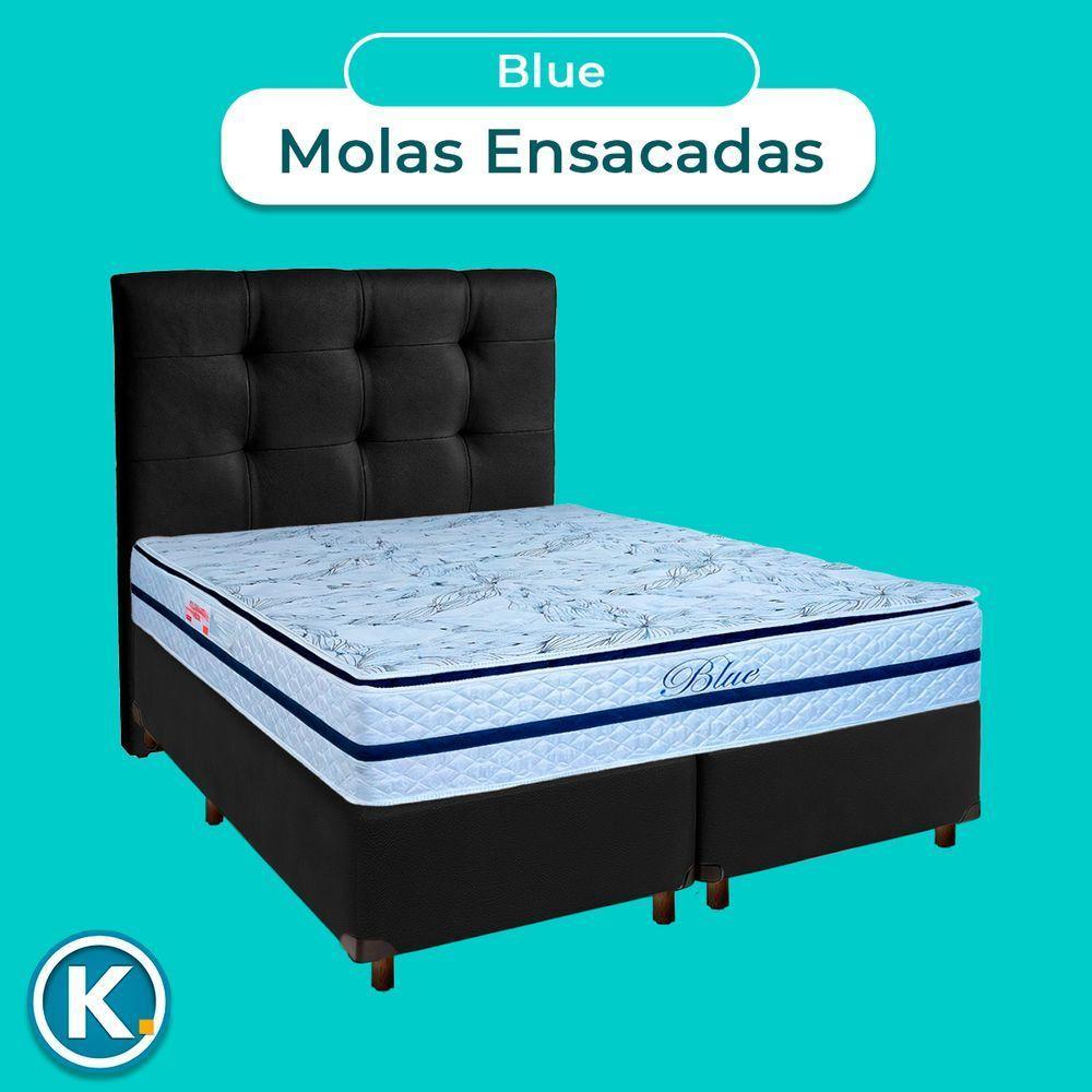 Cama Box + Colchão Queen Molas Ensacadas Blue Paropas + Cabeceira Estofada - 4