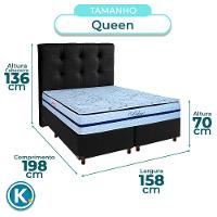 Cama Box + Colchão Queen Molas Ensacadas Blue Paropas + Cabeceira Estofada - 3