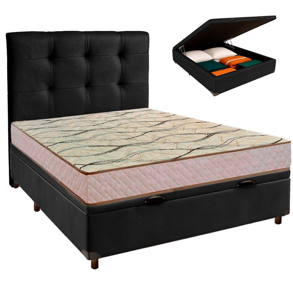 Conjunto Cama Box Bau Blindado Casal + Colchão D33 Maxsono Paropas + Cabeceira - 1
