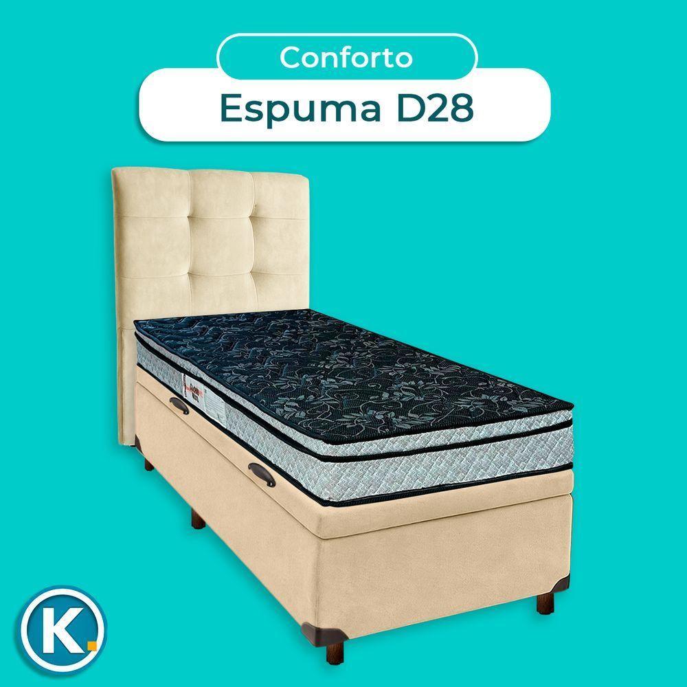 Cama Box Bau + Colchão Solteiro D28 Conforto Paropas + Cabeceira Estofada - 4