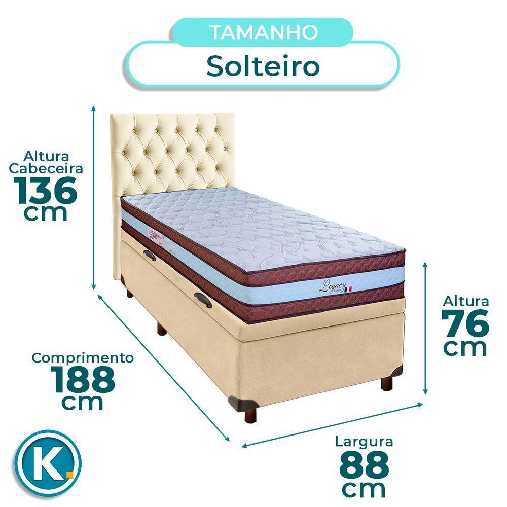 Conjunto Cama Box Bau Blindado Solteiro + Colchão Molas Ensacadas Legaccy Paropas + Cabeceira - 3