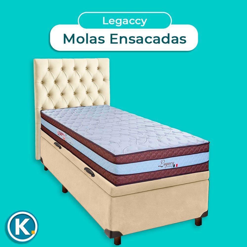 Conjunto Cama Box Bau Blindado Solteiro + Colchão Molas Ensacadas Legaccy Paropas + Cabeceira - 4