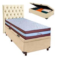 Conjunto Cama Box Bau Blindado Solteiro + Colchão Molas Ensacadas Legaccy Paropas + Cabeceira - 1