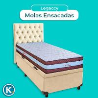 Conjunto Cama Box Bau Blindado Solteiro + Colchão Molas Ensacadas Legaccy Paropas + Cabeceira