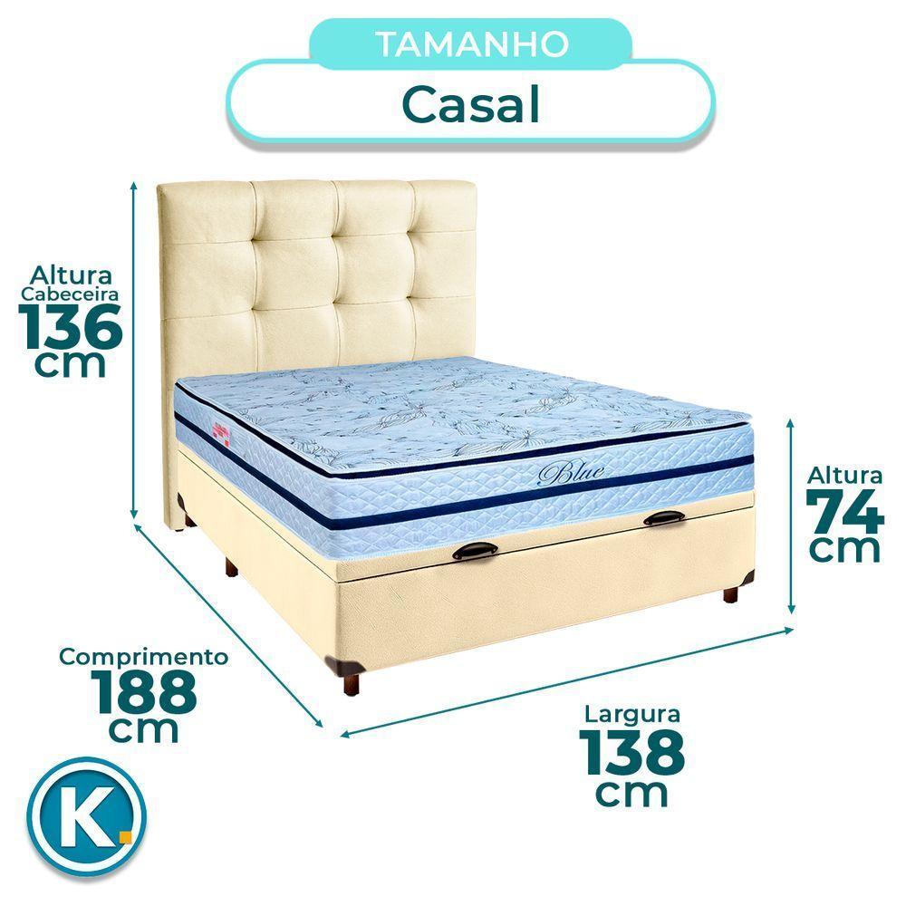 Cama Box Bau + Colchão Casal Molas Ensacadas Blue Paropas + Cabeceira Estofada - 3