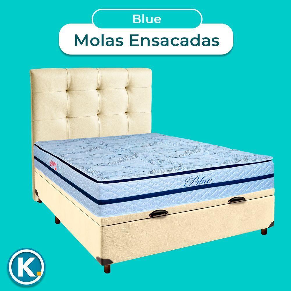 Cama Box Bau + Colchão Casal Molas Ensacadas Blue Paropas + Cabeceira Estofada - 4