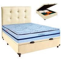 Cama Box Bau + Colchão Casal Molas Ensacadas Blue Paropas + Cabeceira Estofada - 1