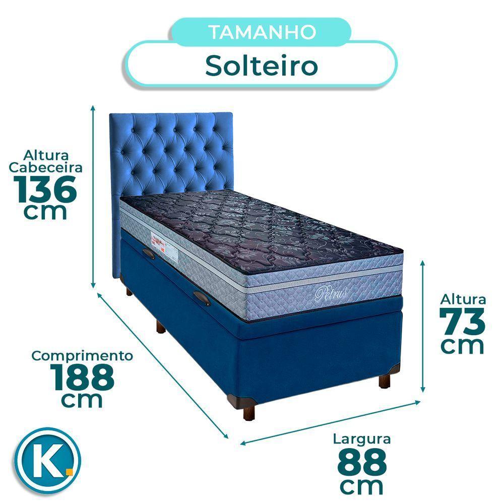 Conjunto Cama Box Bau Azul Solteiro + Colchão Molas Ensacadas Petrus Paropas + Cabeceira - 3