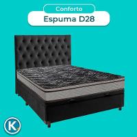 Cama Box Bau + Colchão Casal D28 Conforto Paropas + Cabeceira Estofada