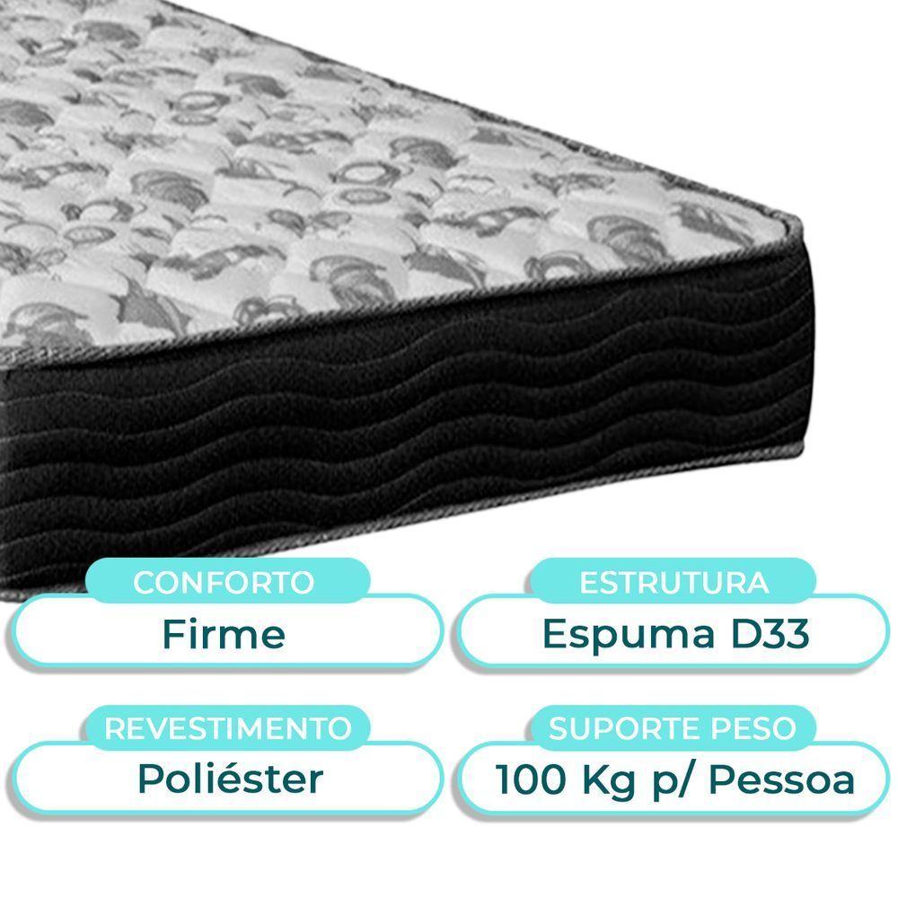 Cama Box Bau + Colchão Solteiro Ortobom D33 Iso100 + Cabeceira Estofada - 3