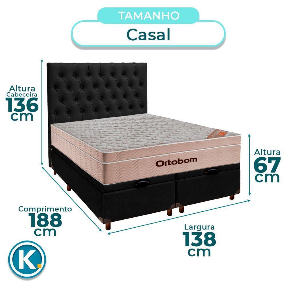 Conjunto Cama Box Bau Blindado Casal + Colchão Molas Ensacadas Airtech Ortobom + Cabeceira - 3
