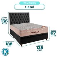 Conjunto Cama Box Bau Blindado Casal + Colchão Molas Ensacadas Airtech Ortobom + Cabeceira - 3