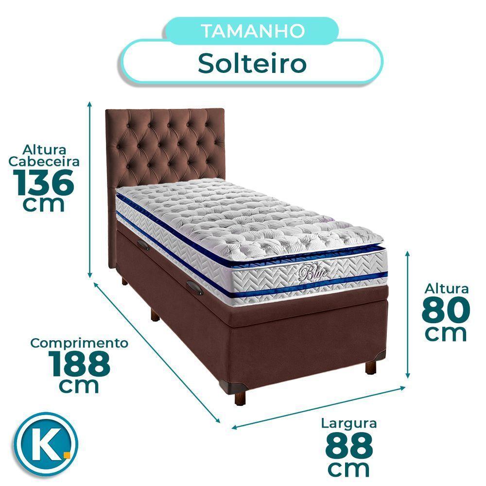 Cama Box Bau + Colchão Solteiro Molas Ensacadas Blue Paropas + Cabeceira Estofada - 3