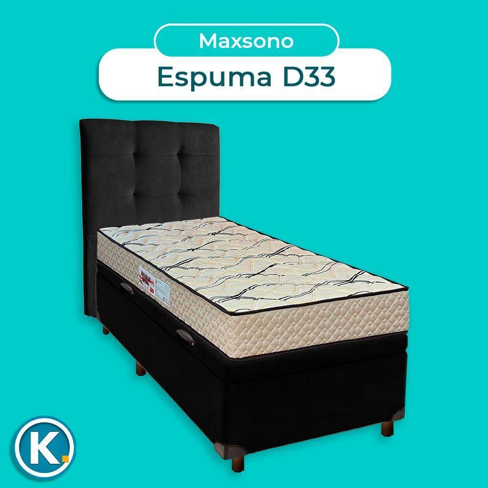 Conjunto Cama Box Bau Preto Solteiro + Colchão D33 Maxsono Paropas + Cabeceira - 4