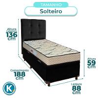Conjunto Cama Box Bau Preto Solteiro + Colchão D33 Maxsono Paropas + Cabeceira - 3