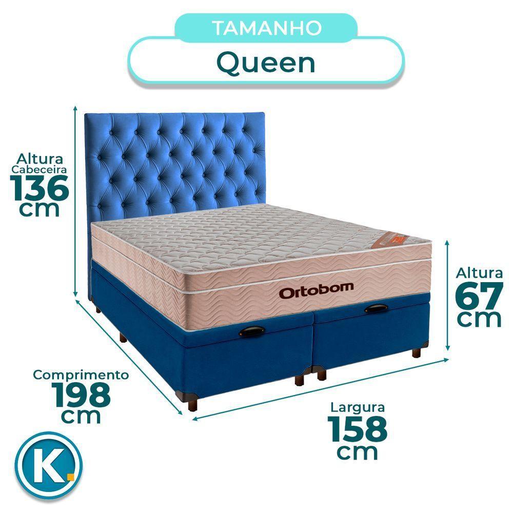 Conjunto Cama Box Bau Blindado Queen + Colchão Molas Ensacadas Airtech Ortobom + Cabeceira - 3