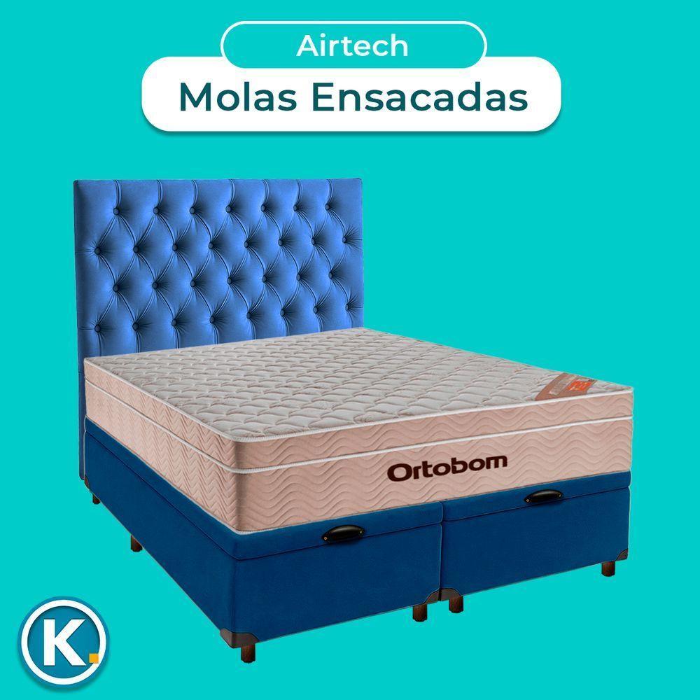 Conjunto Cama Box Bau Blindado Queen + Colchão Molas Ensacadas Airtech Ortobom + Cabeceira - 4